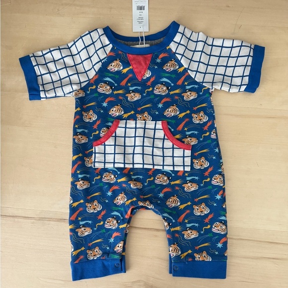 Miki - Miette Wild Thing Tiger Print Romper - Blue and White Short Sleeve - Picture 5 of 5